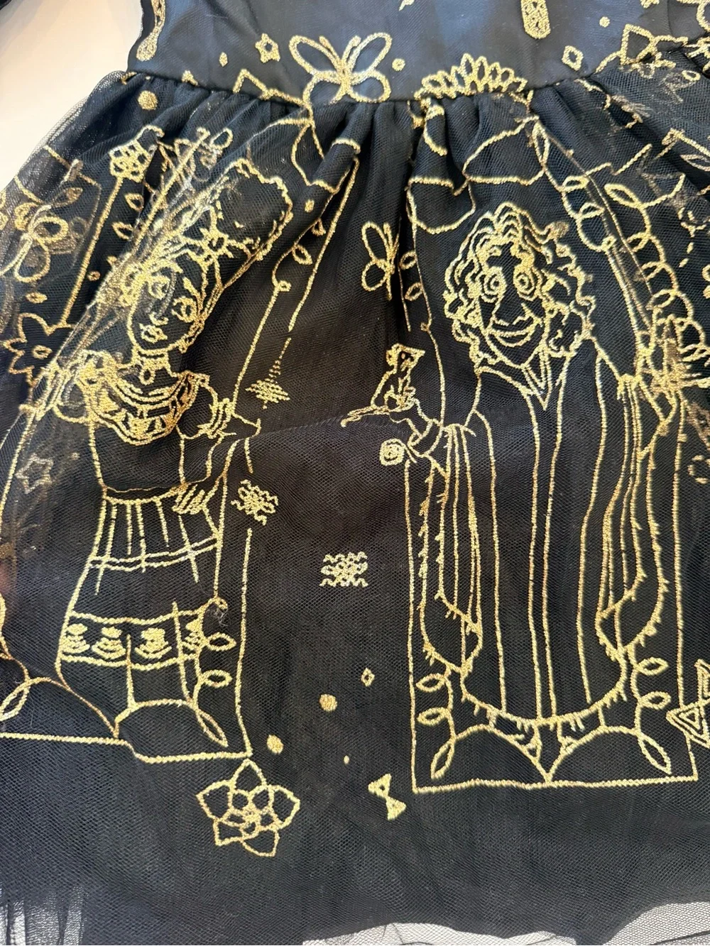 Disney Parks Encanto Black Tulle Gold Glitter Party Dress Sz 5/6